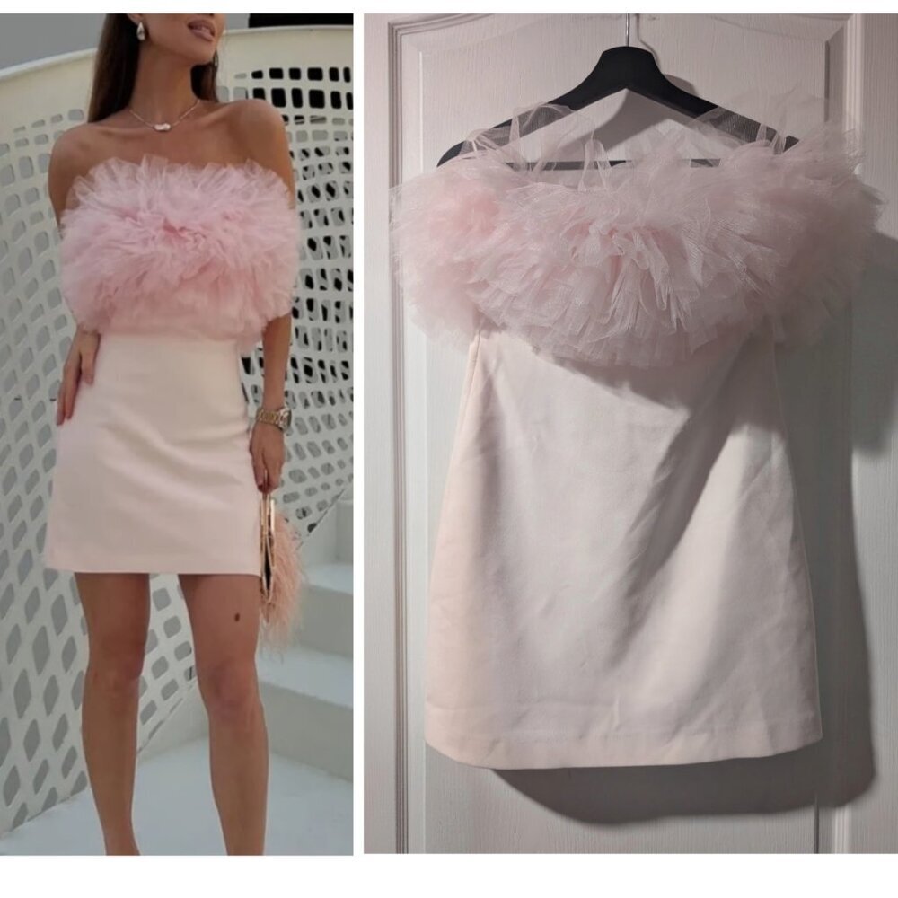 Zara | Voluminous Tulle Mini Dress In Pink